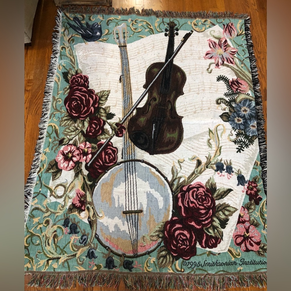 SMITHSONIAN INSTITUTION 1995 Blanket Throw -  Instruments  HTF